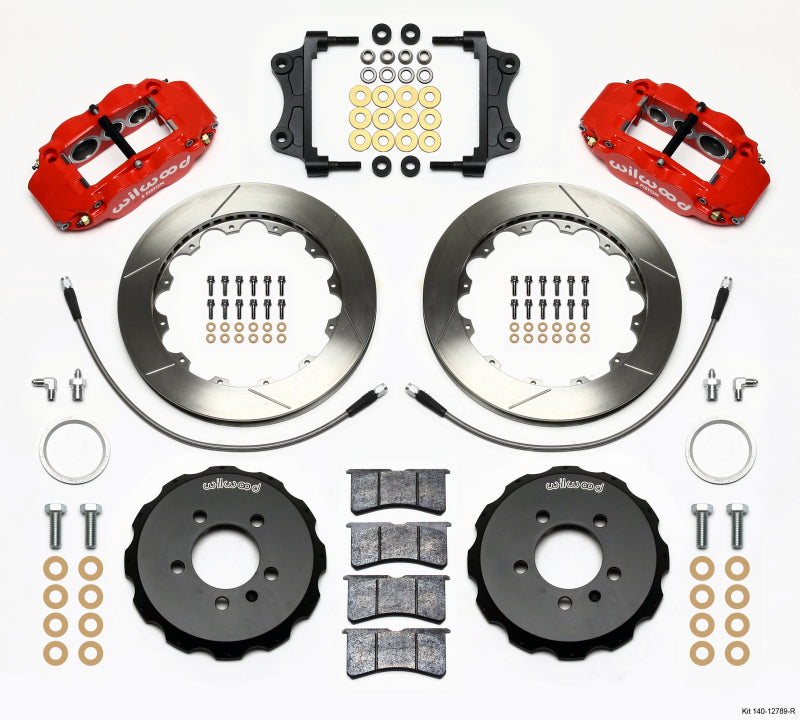 WIL Superlite Brake Kit - Wilwood Narrow Superlite 6R Front Hat Kit 12.88in Red 06-12 Volkswagen GTI w/ Lines