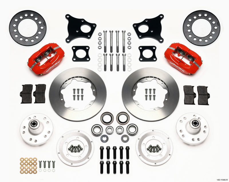 WIL Dynalite Brake Kit - Wilwood Forged Dynalite Front Kit 11.00in Red AMC 71-76 OE Disc w/o Bendix Brakes