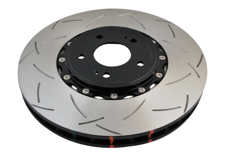 DBA 5000 Series Slotted Rotors - DBA 08+ EVO X Front Slotted 5000 Series 2 Piece Rotor Assembled w/ Black Hat