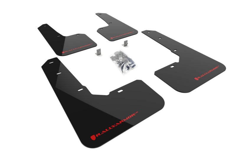 RAL UR Blk Flap/Rd Logo - Rally Armor 22-25 Subaru Outback Wilderness Black Mud Flap Red Logo