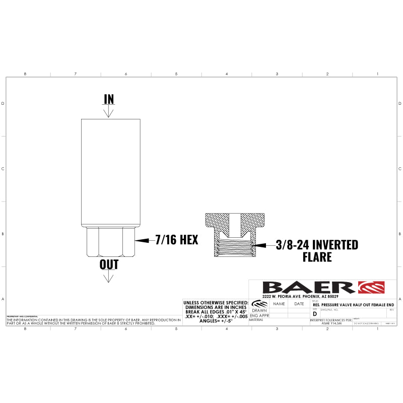 BAE Residual Pressure Valve - Baer Brakes Residual Valve - 2LB, 3/8 IFF Fittings