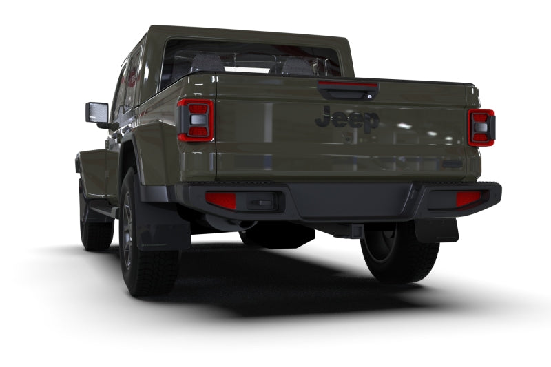 RAL UR Black Flap/Green Logo - Rally Armor 19-25 Jeep JT Gladiator (Mojave/Rubicon) Black Mud Flap w/Army Green Logo