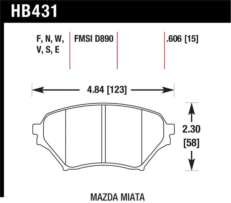HAWK Blue 9012 Brake Pad Sets - Hawk 01-05 Miata w/ Sport Suspension Blue 9012 Front Brake Pads D890