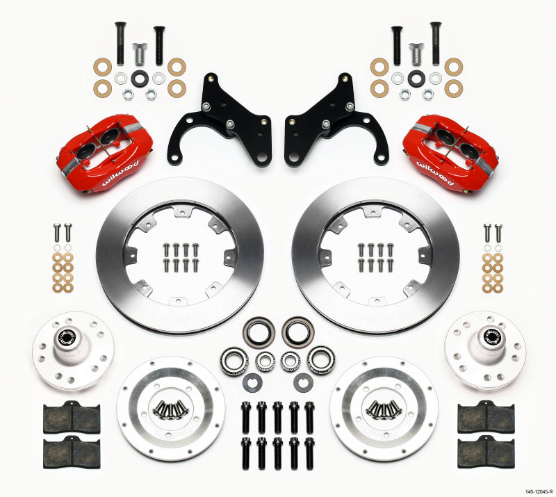 WIL Dynalite Brake Kit - Wilwood Forged Dynalite Front Kit 12.19in Red 69-70 Impala Drum/Disc 69-82 Vette
