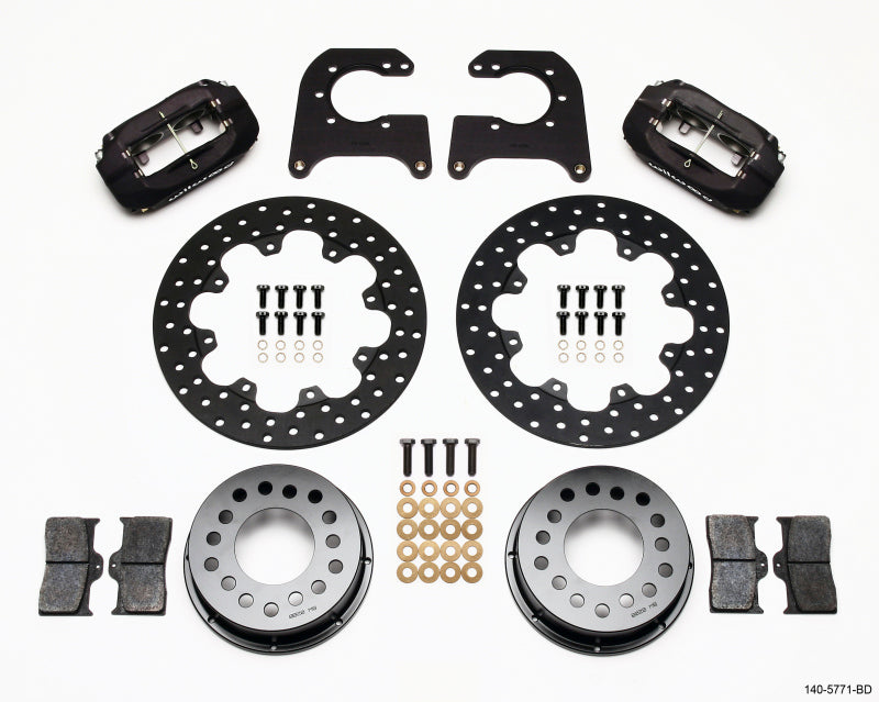 WIL Dynalite Brake Kit - Wilwood Forged Dynalite Rear Drag Kit Drilled Rotor Chevy 12 Bolt-Spec 3.15in Bearing