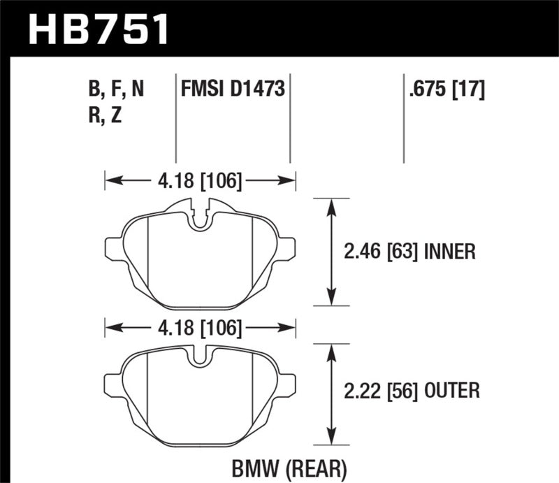 HAWK HPS 5.0 Brake Pad Sets - Hawk 2015 BMW 428i Gran Coupe / 11-16 535i / 11-16 X3/X4 HPS 5.0 Rear Brake Pads