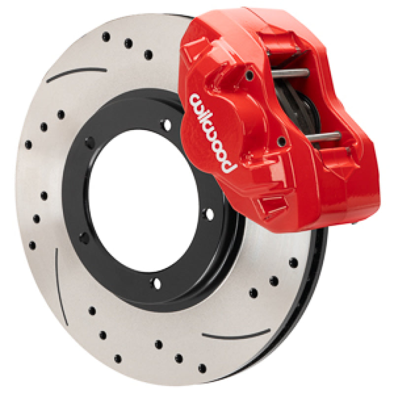 D45 Brake Kits - Wilwood 75-83 Porsche 911 D45 11.10in. Front Brake Kit w/ Flex Lines - Drilled Rotors (Red)