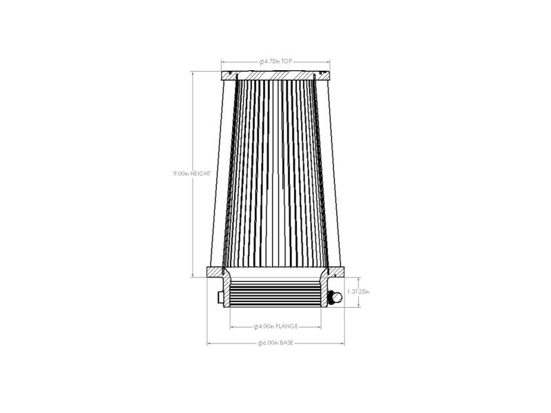 AFE Universal D2 Dura Dry Air Filter - aFe POWER Universal Clamp-On Air Filter w/ D2 Dura-Dry Media - 4in F x 6in B x 4-3/4in T x 9in H