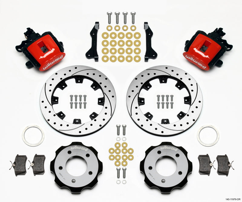 WIL Parking Brake Brake Kit - Wilwood Combination Parking Brake Rear Kit 12.19in Drilled Red 2006-Up Civic / CRZ