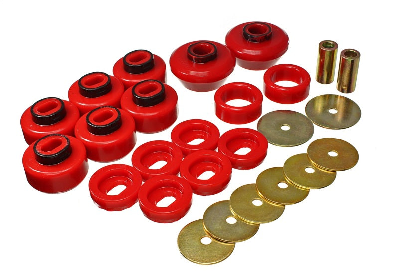 ES Body Mounts - Red - Energy Suspension 07-13 Chevrolet Silverado 1500/GMC Sierra 1500 4WD Body Mount Bushing Set - Red