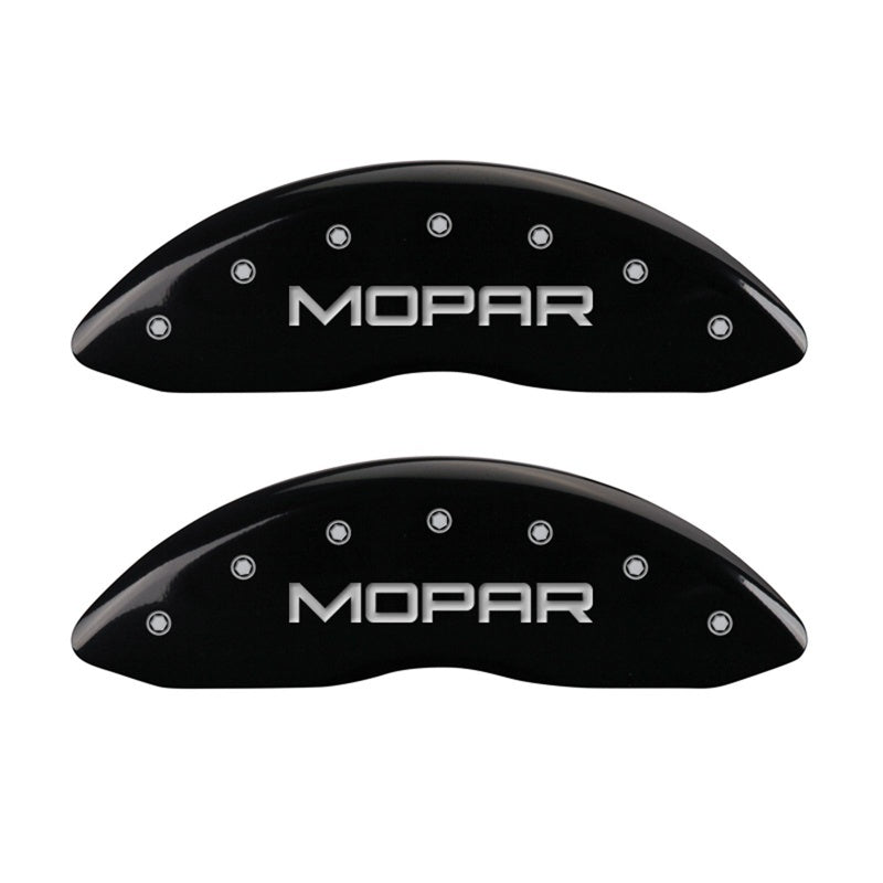 MGP Caliper Covers 2 Logo - MGP Front set 2 Caliper Covers Engraved Front MOPAR Black finish silver ch