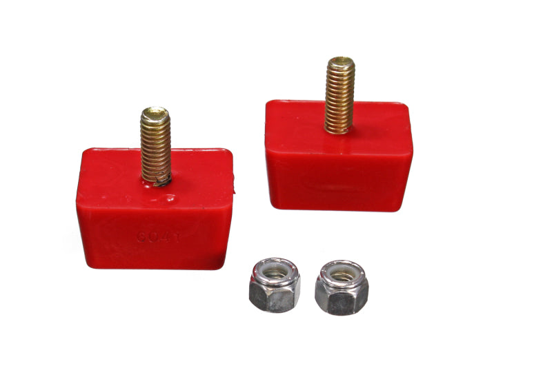 ES Bump Stops - Red - Energy Suspension Univ Red 7/8in H x 1-7/8in L x 1-3/8in W Low Profile Rectangular Bump Stops (2 ea)
