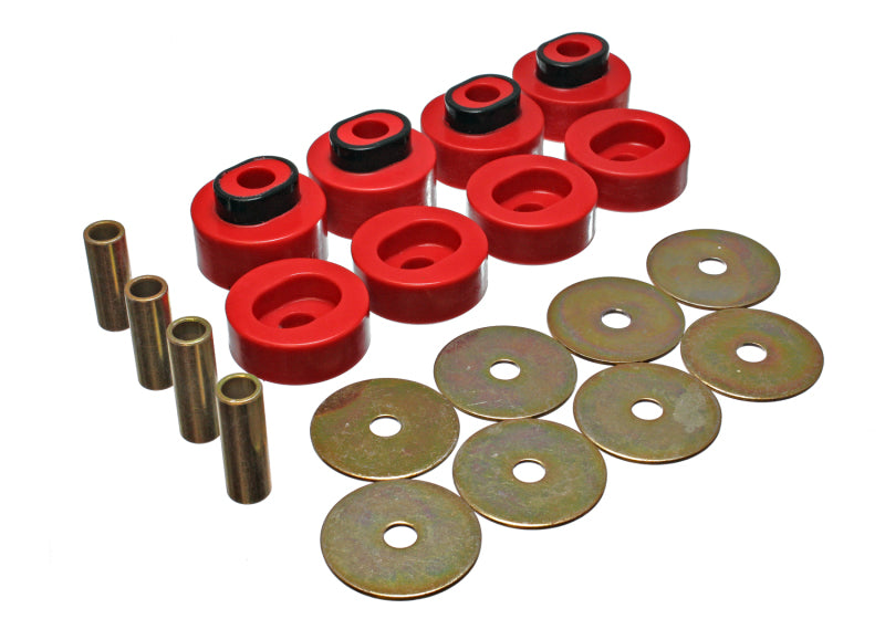 ES Body Mounts - Red - Energy Suspension 73-79 Chrysler RWD B-Body (Charger/GTX/Roadrunner/Superbee) Red Body Mount Set