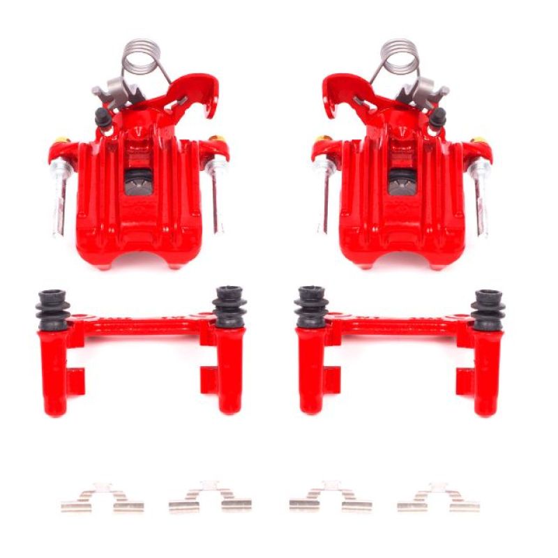 PSB Red Calipers - Power Stop 03-05 Audi A4 Rear Red Calipers w/Brackets - Pair