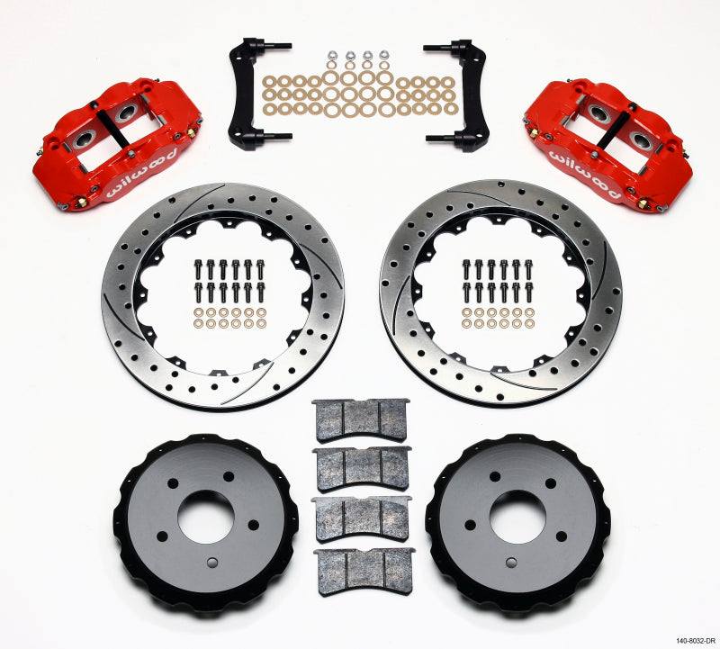 WIL Superlite Brake Kit - Wilwood Narrow Superlite 4R Rear Kit 12.88in Drilled Red 97-04 Corvette C5/Z06