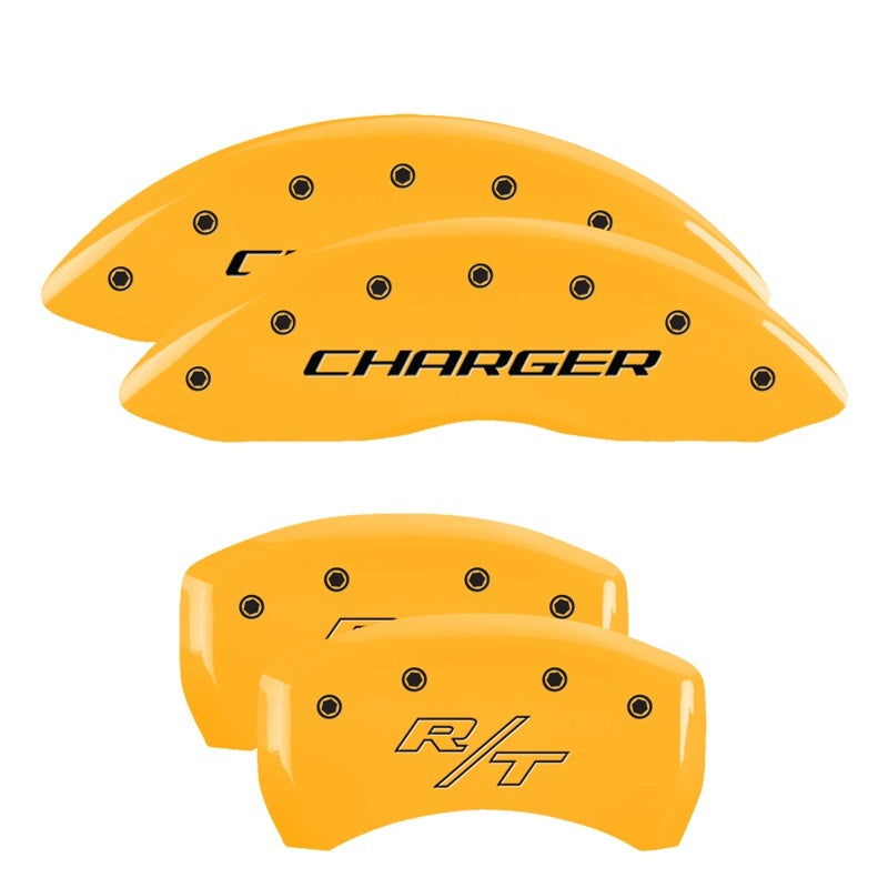 MGP Caliper Covers 4 Logo - MGP 4 Caliper Covers Engraved Front Charger Rear RT Yellow Finish Black Char 2007 Dodge Charger
