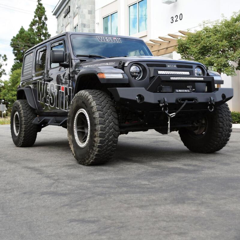 WES WJ2 Bumpers - Westin 18-20 Jeep Wrangler WJ2 Full Width Front Bumper w/LED Light Bar Mount Textured Black