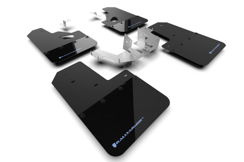 RAL Hybrid Blk Flap/Blue - Rally Armor 21-25 Ford Bronco (Plstc Bmpr + RR - NO Rptr/Sprt) Blk Mud Flap w/Area Blue Logo