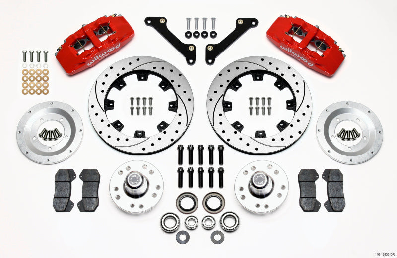 WIL Dynapro Brake Kit - Wilwood Dynapro 6 Front Hub Kit 12.19in Drilled Red 79-81 Camaro