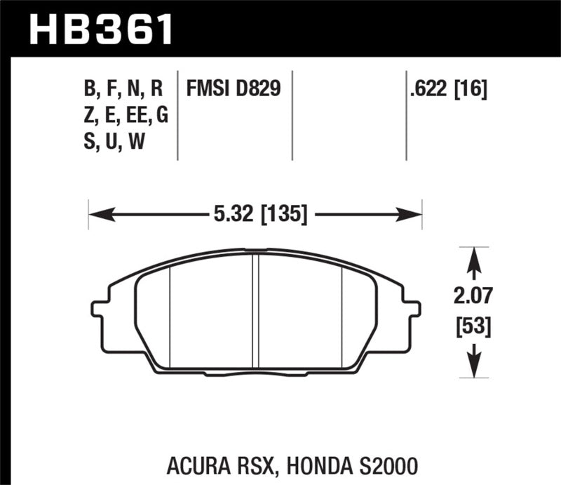 HAWK HT-10 Brake Pad Sets - Hawk 02-06 Acura RSX / 06-11 Honda Si / 00-09 S2000 HT-10 Race Front Brake Pads
