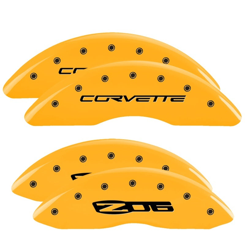 MGP Caliper Covers 4 Logo - MGP 4 Caliper Covers Engraved Front C6/Corvette Engraved Rear C6/Z06 Yellow finish black ch