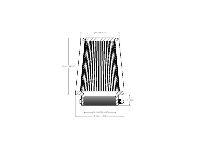 AFE Universal D2 Dura Dry Air Filter - aFe POWER Universal Clamp-On Air Filter w/ D2 Dura-Dry Media - 4in F x 6in B x 4-3/4in T x 7in H