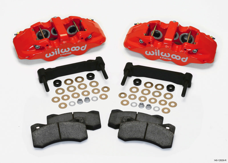 WIL Aero Brake Kit - Wilwood AERO6 Front Caliper & Bracket Kit - Red 97-13 C5/C6 Corvette w/ OEM HD/Z51 Rotors