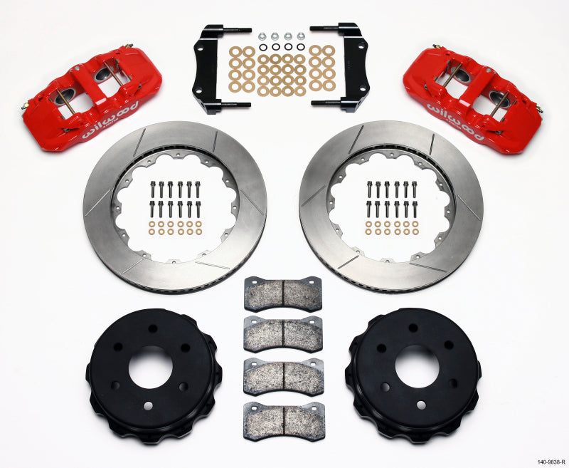 WIL Aero Brake Kit - Wilwood AERO4 RearTruck Kit 14.25in Red 1999-2010 GM 1500-SUV 2 Piston OE Caliper