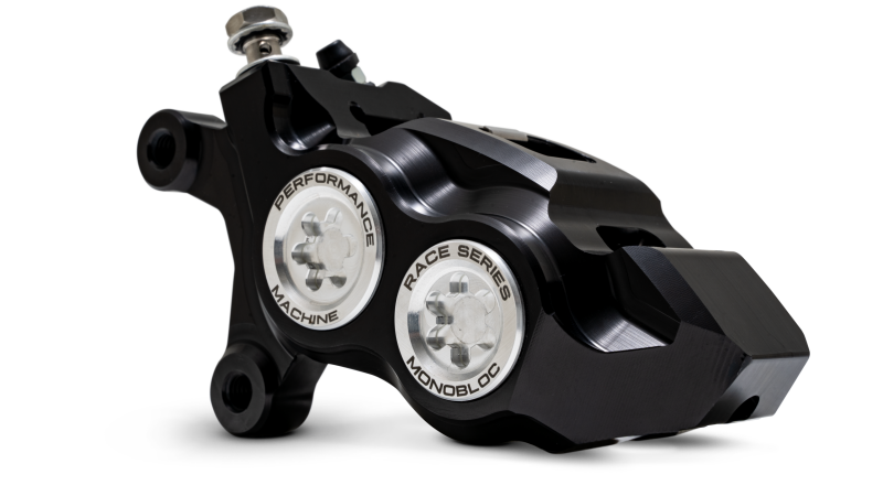 PFM Brake Calipers - Performance Machine 08-23 FL,18-24 M8 Softail,06-17 VRod 137x4B Rce Series Monobloc Caliper Left BLK