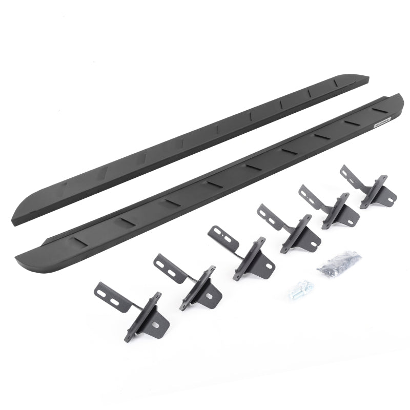 GOR RB10 Slim Running Boards - Go Rhino 21-22 Ford Bronco (Excl. Sport) 4DR RB10 Slim Running Boards Kit (w/Brackets) - Tex. Blk