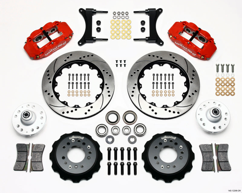 WIL Superlite Brake Kit - Wilwood Narrow Superlite 6R Front Hub Kit 14.00in Drill Red 79-87 GM G Body