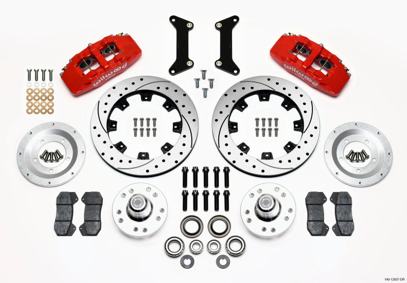 WIL Dynapro Brake Kit - Wilwood Dynapro 6 Front Hub Kit 12.19in Drilled Red 79-87 GM G Body