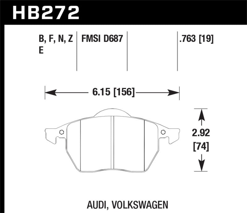 HAWK DTC-60 Brake Pad Sets - Hawk 00-02 Audi TT Base/Quattro 1.8L DTC-60 Race Front Brake Pads