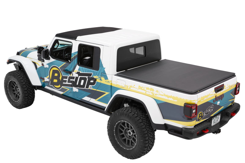 BES EZ-Fold Tonneau Covers - Bestop Fold Soft Tonneau - 20-26 Jeep Gladiator For 5 Ft. Bed Ez (Black Diamond)