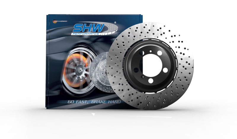 SHW Drilled Lightweight Rotors - SHW 2003 Audi RS6 4.2L Right Front Cross-Drilled Lightweight Brake Rotor (4B3615302A)