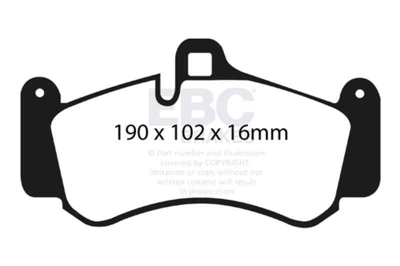 EBC Yellowstuff Brake Pad Sets - EBC 01-03 Porsche 911 (996) (Cast Iron Rotor only) 3.6 Twin Turbo GT2 Yellowstuff Front Brake Pads