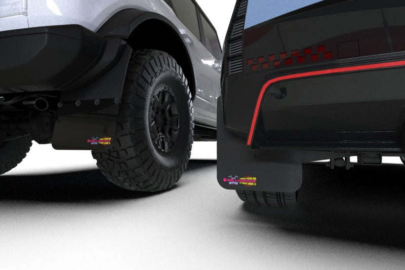 RAL BCE Black Flap / Pink Logo - Rally Armor 21-25 Ford Bronco RB-PL Running Board-Plastic Rear Bumper Black Mud Flap BCE Pink Logo