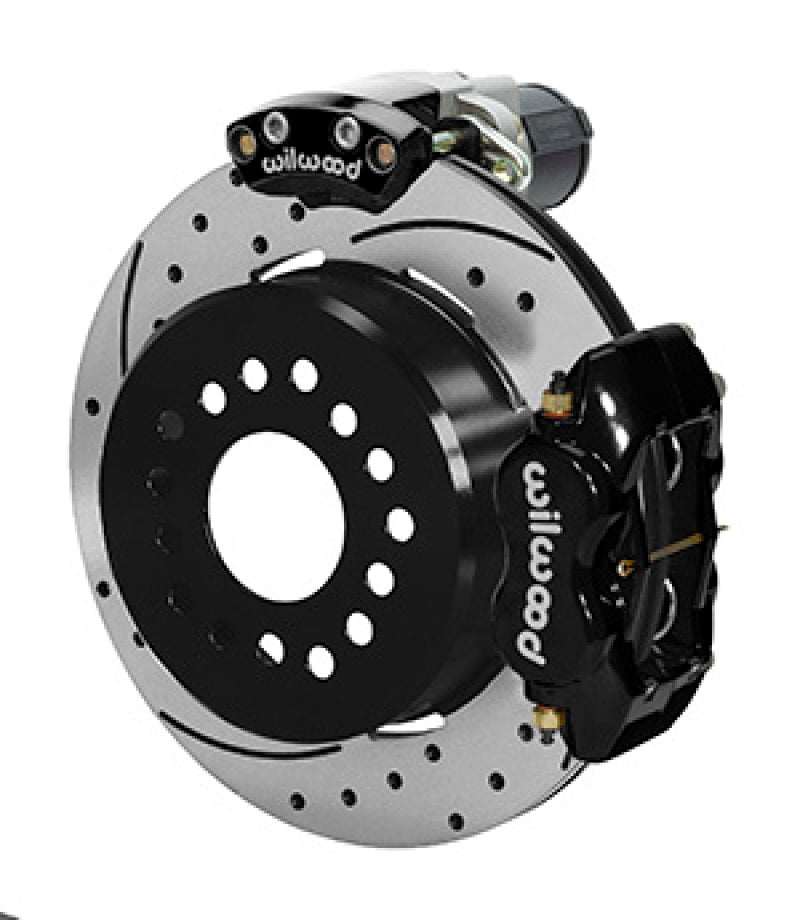WIL Parking Brake Brake Kit - Wilwood Forged Dynalite Rear Electronic Parking Brake Kit -Black Powder Coat Caliper - SRP D/S Rotor