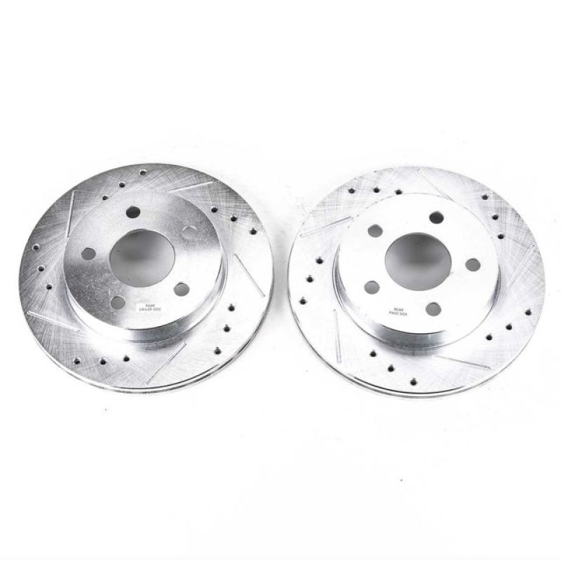 PSB Evolution Drill/Slot Rotor - Power Stop 93-97 Ford Thunderbird Rear Evolution Drilled & Slotted Rotors - Pair