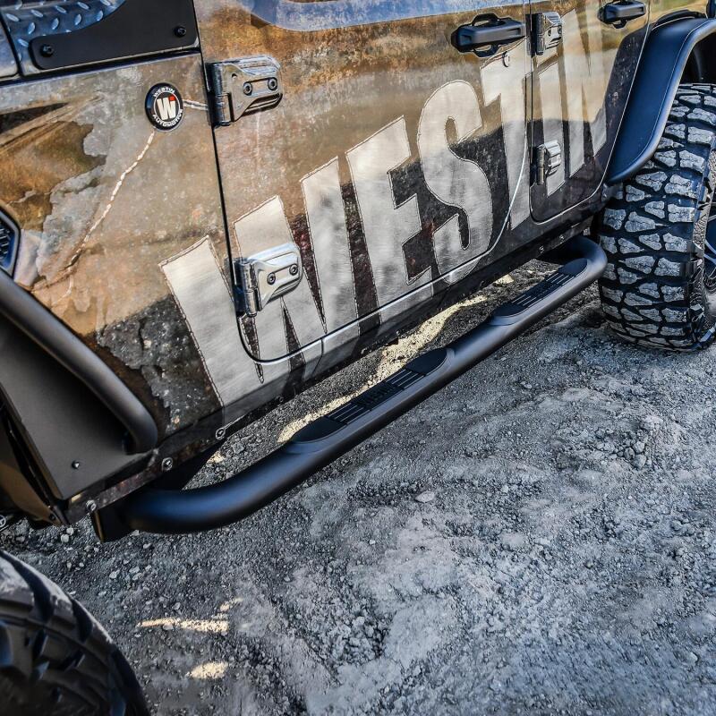 WES Nerf Bars - E-Series 3 - Westin 18-22 Jeep Wrangler JLU 4dr. E-Series 3 Nerf Step Bars - Tex. Blk