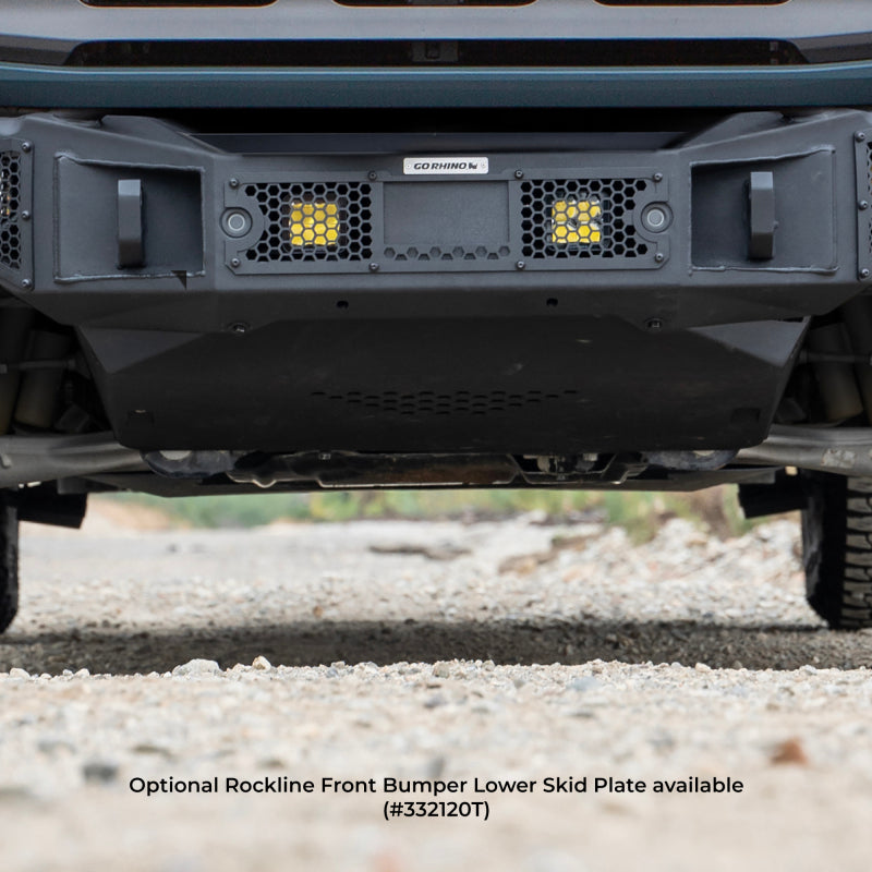 GOR Rockline Bumper - Go Rhino 21-24 Ford Bronco (2 and 4 Door) Rockline Full Width Bumper w/ Overrider Bar