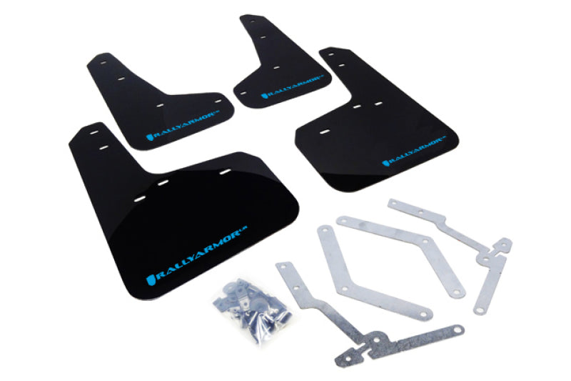 RAL UR Blk Flap/Blue Logo - Rally Armor 12-19 Ford Focus ST / 16-19 RS Black UR Mud Flap w/Nitrous Blue Logo
