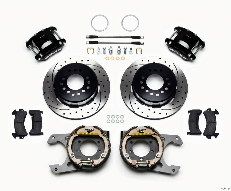 WIL D154 Brake Kit - Wilwood D154 P/S Park Brake Kit Drilled Jeep Dana 35 2.56 Off 5-lug w/ lines