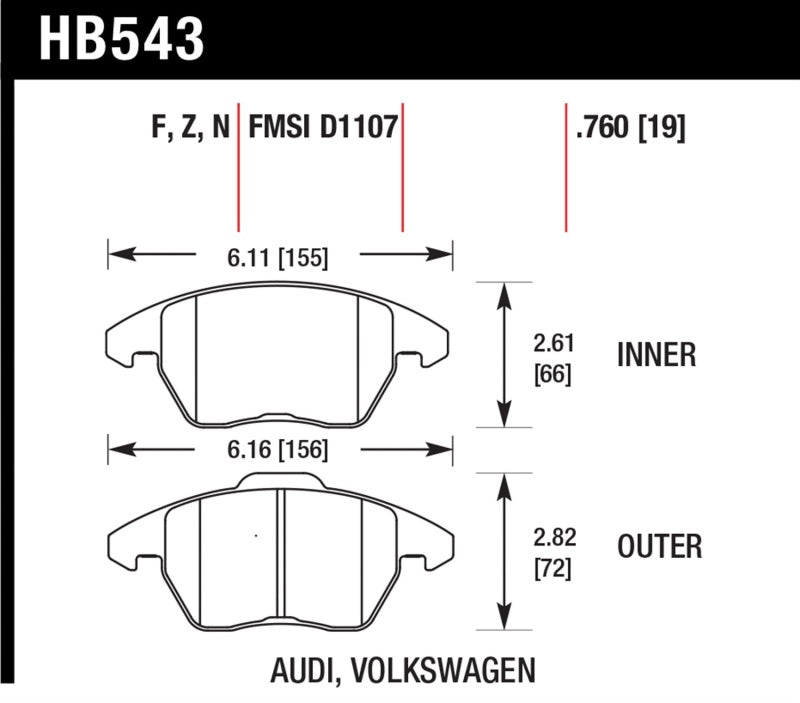 HAWK Ceramic Brake Pad Sets - Hawk Audi A3 Quattro / VW EOS / Golf / Jetta / Passat / Rabbit Performance Ceramic Front Brake Pads