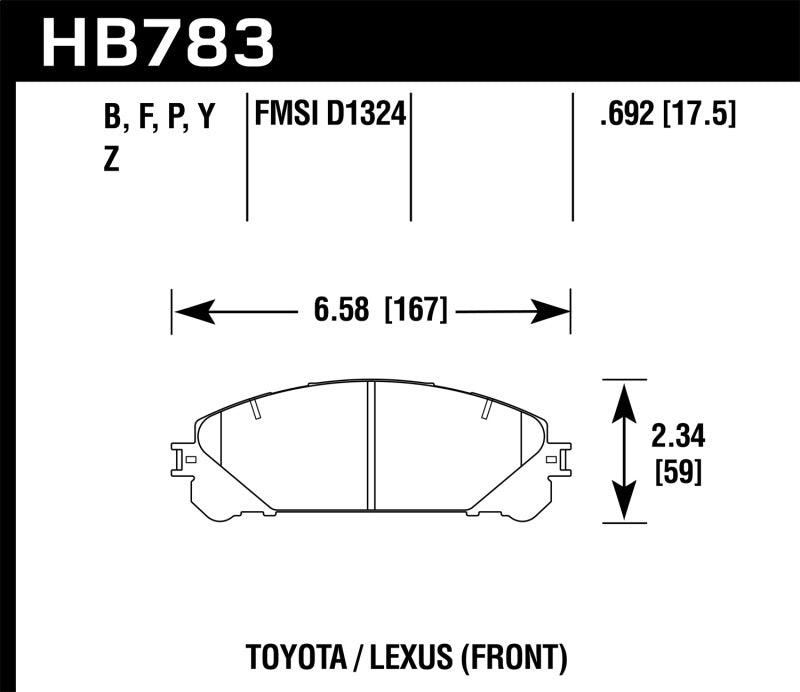 HAWK LTS Brake Pads - Hawk 08-16 Toyota Highlander LTS Street Front Brake Pads