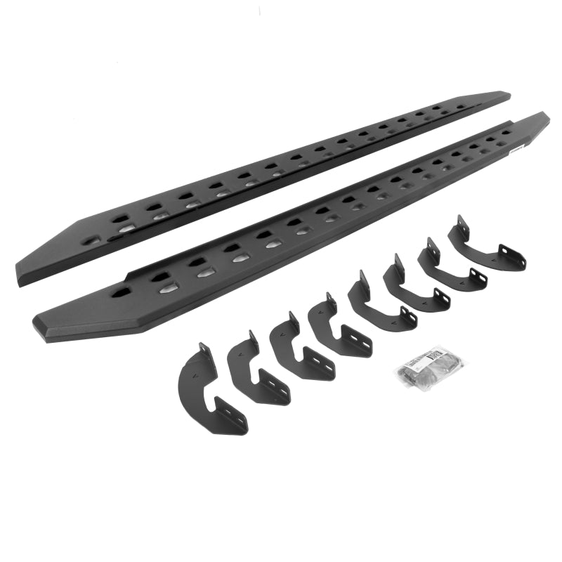 GOR RB20 Slim Running Boards - Go Rhino 07-21 Toyota Tundra Crew Max 4DR RB20 Slim Running Boards Kit (Incl. Brackets) - Tex. Blk