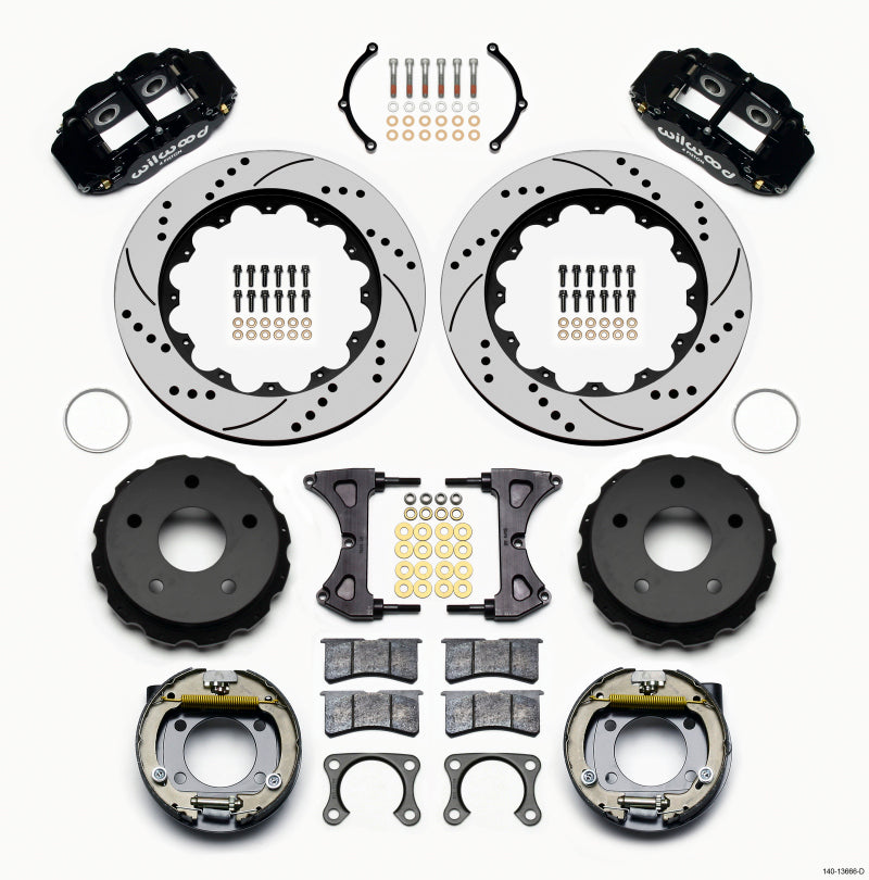 WIL Superlite Brake Kit - Wilwood Narrow Superlite 4R Rear P-Brk Kit 14.00in Drilled Big Ford New 2.38in Off Bronco 5 x 5.50