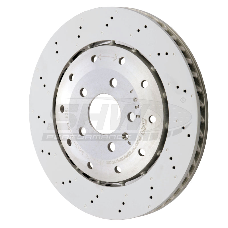 SHW Drilled-Dimpled LW Rotors - SHW 08-12 Audi R8 4.2L (Excl Ceramic Brakes) Rear Drill-Dimp Lightweight Brake Rotor (420615601F)