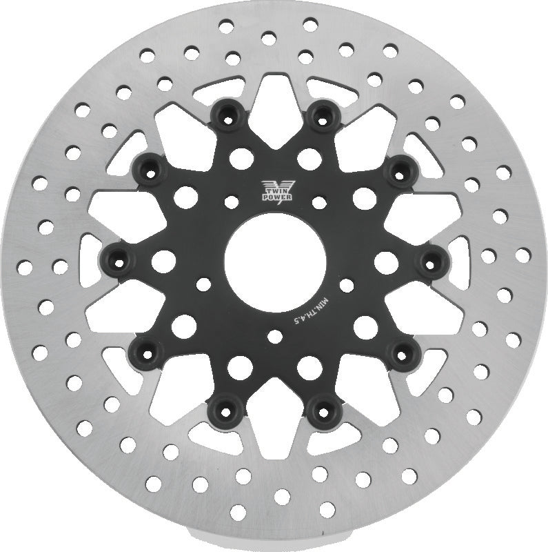 TWP Brake Rotors - Twin Power 08-13 FLH FLT 08-16 FLHR 06-17 Dyna Front 11.8 Floating Rotor Mesh Black