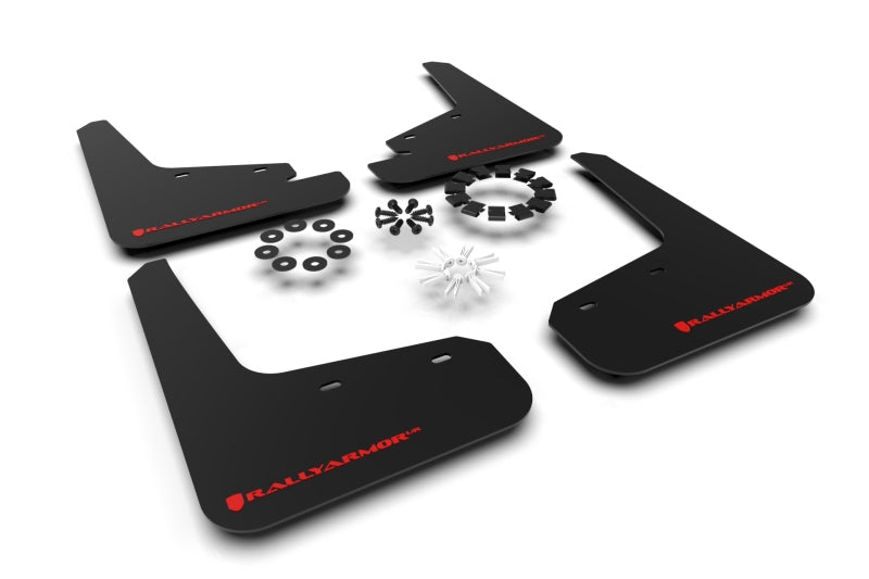 RAL UR Blk Flap/Rd Logo - Rally Armor 20-26 Tesla Model Y, Juniper Y Black UR Mud Flap w/Red Logo